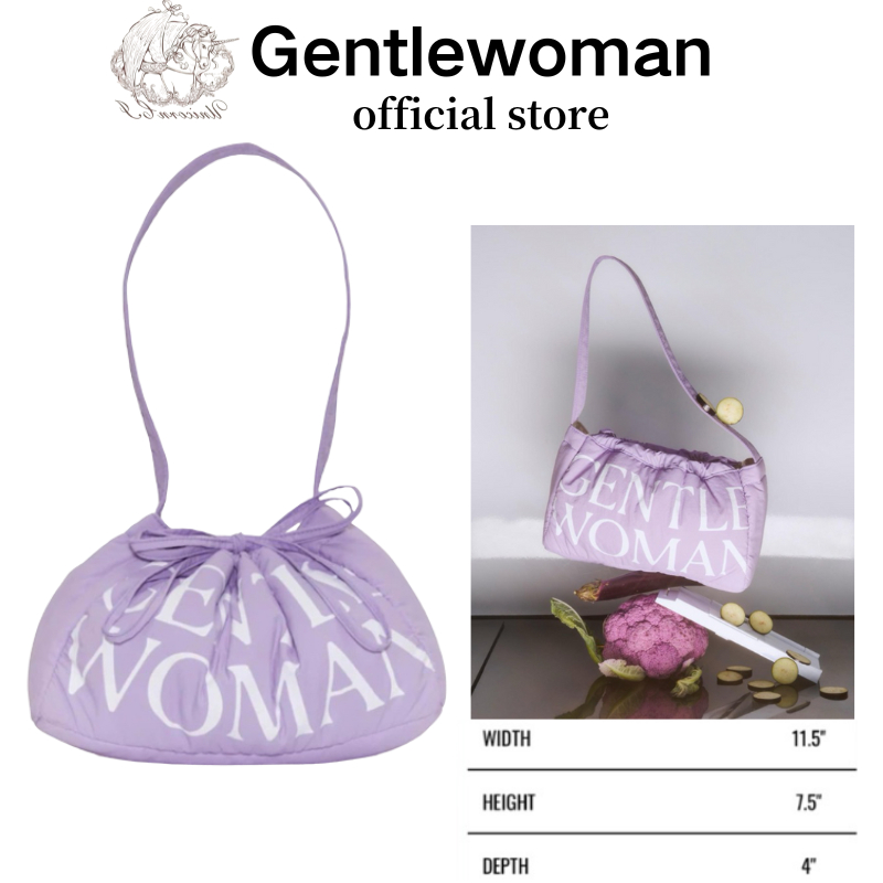 100% Gentlewoman Purple Plum Dumpling Bag Casual Letter Tote Bag กระเป๋าเกี๊ยว กระเป๋าผ้า