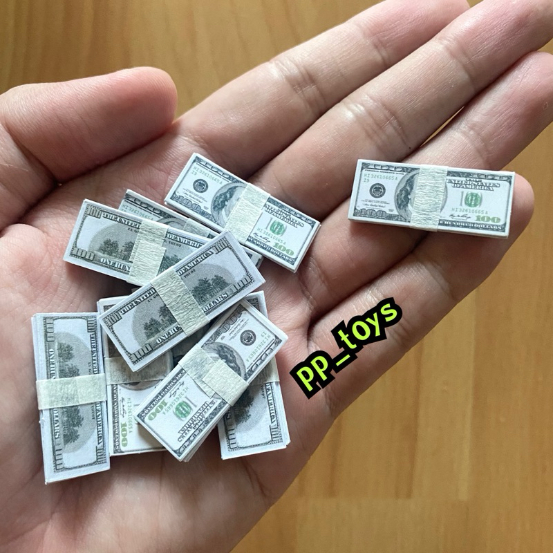 โมเดล ธนบัตรดอลลาร์ USA dollar money แบงค์สหรัฐฯจิ๋ว 1:6 (10 ปึก)
