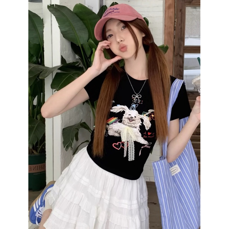 BY IRA(Q240/Q378) Betty top เสื้อยืดแขนสั้น ประดับโบว์ สามมิติ แฟชั่นฤดูร้อน สําหรับผู้หญิงะ