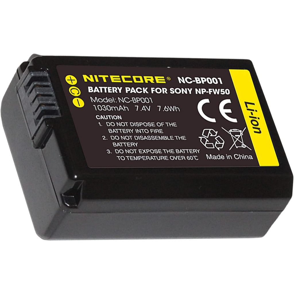 Nitecore NC-BP001 Camera Battery Compatible with Sony NP-FW50 APC-C a7 a7 II a7R II a7s a7s II  RX10