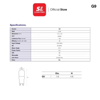 SL LIGHTING | LED GALAXY G9 2.5W ขั้วหลอด G9 แสง 3000K Warm White