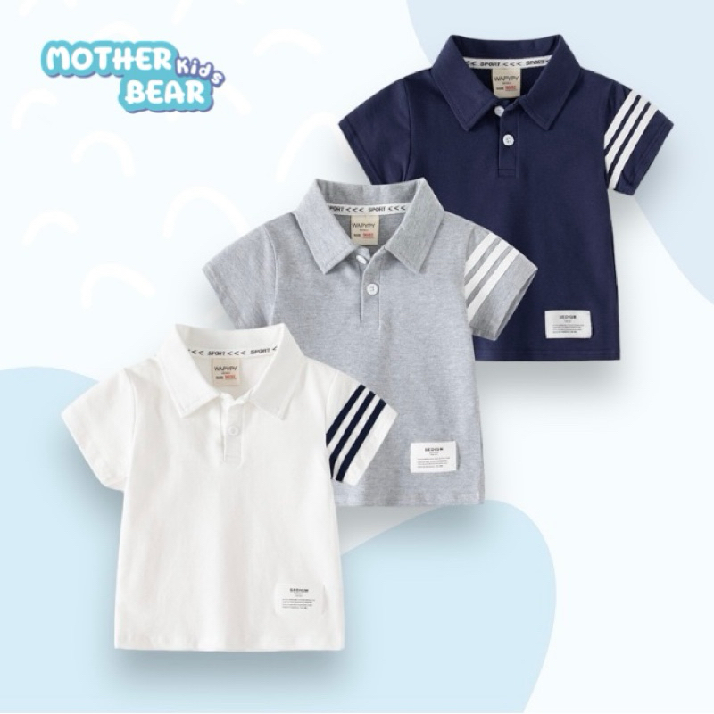 AB181 เสื้อโปโลเด็ก เสื้อผ้าเด็กแฟชั่น สีพื้น พร้อมส่งในไทย
