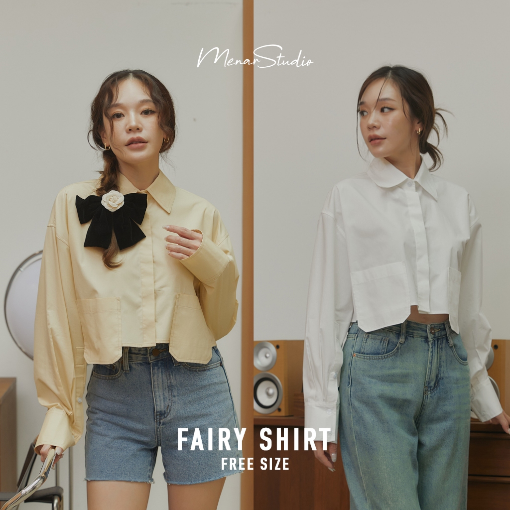 [ FAIRY SHIRT ] เสื้อเชิ้ตทรงครอป กระเป๋าตกแต่งให้ดูมีลูกเล่น เชิ้ตทรงเรียบๆ แต่ดีเทลเก๋ ทำให้ลุคไม่เบื่อแน่นอน