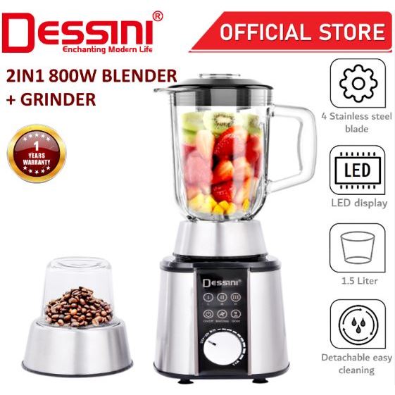 DESSINI ITALY Stainless Steel Blender Grinder Mixer Juicer Extractor Food Processor Smoothie Ice Crusher / Pengisar (1.5