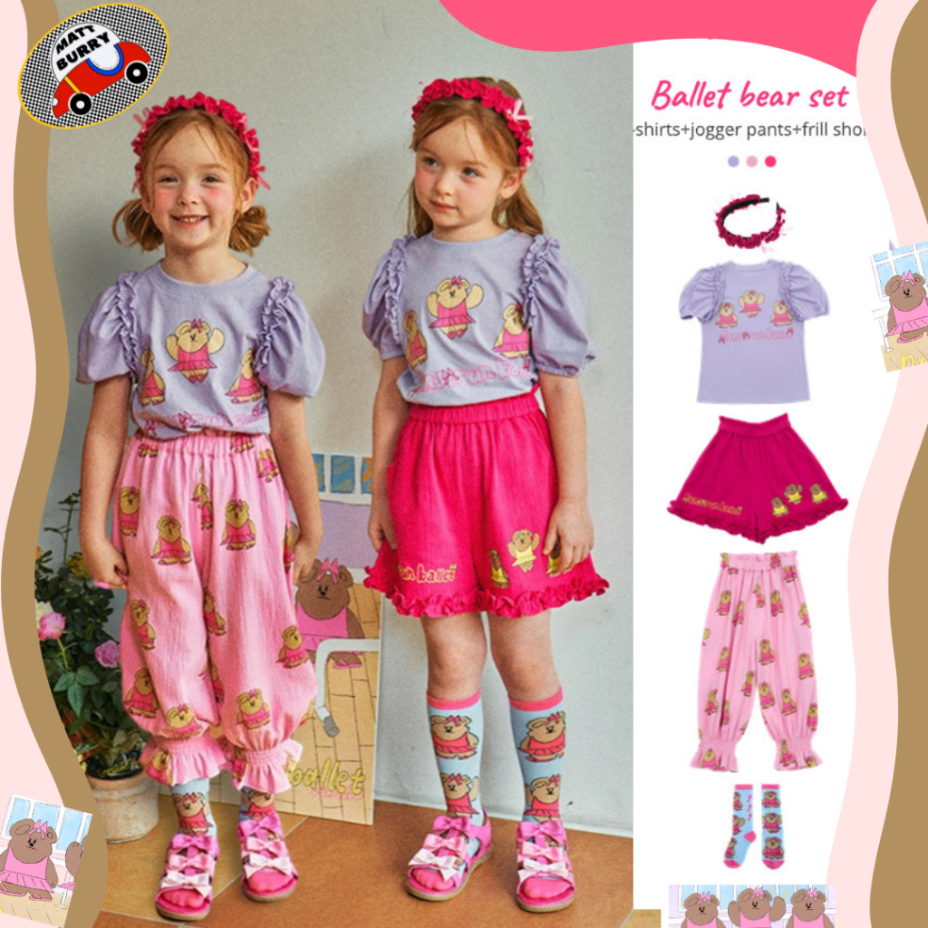 BeBe (mattburry ของแท้ นำเข้าเกาหลี พร้อมส่ง) มาใหม่ ballet bear collection เสื้อเด็ก กางเกงเด็ก ชุดเซ๊ทเด็ก