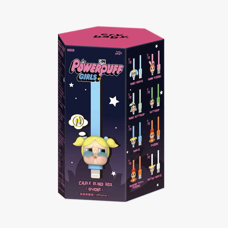 [พร้อมส่งในไทย ] กล่องสุ่ม Pop Mart สายชาร์จ Crybaby x The Powerpuff girls