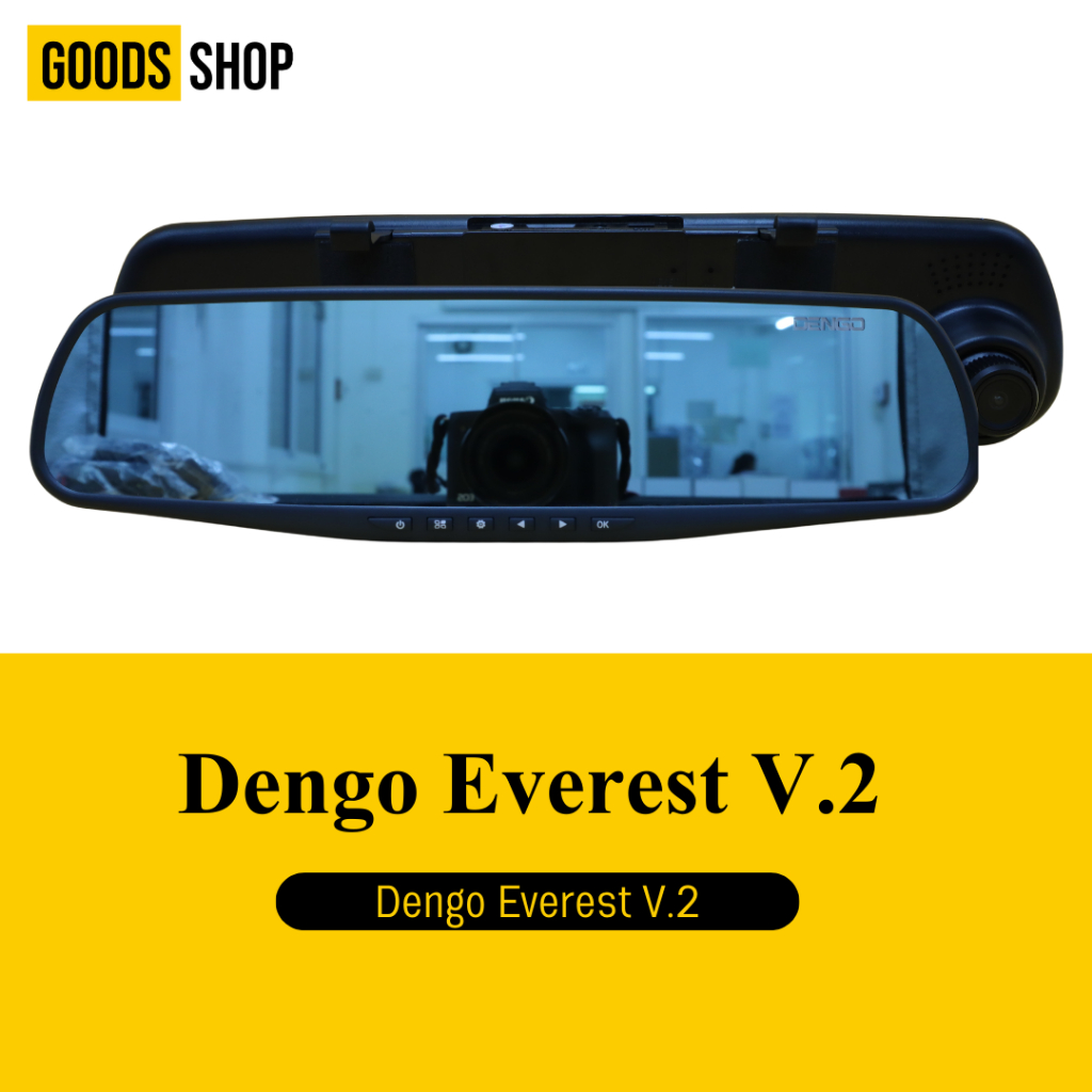 Dengo Everest V.2 (จอขาว) กล้องติดรถยนต์ 2 กล้อง กระจกปรอทใส ลดแสงสะท้อนได้ดี