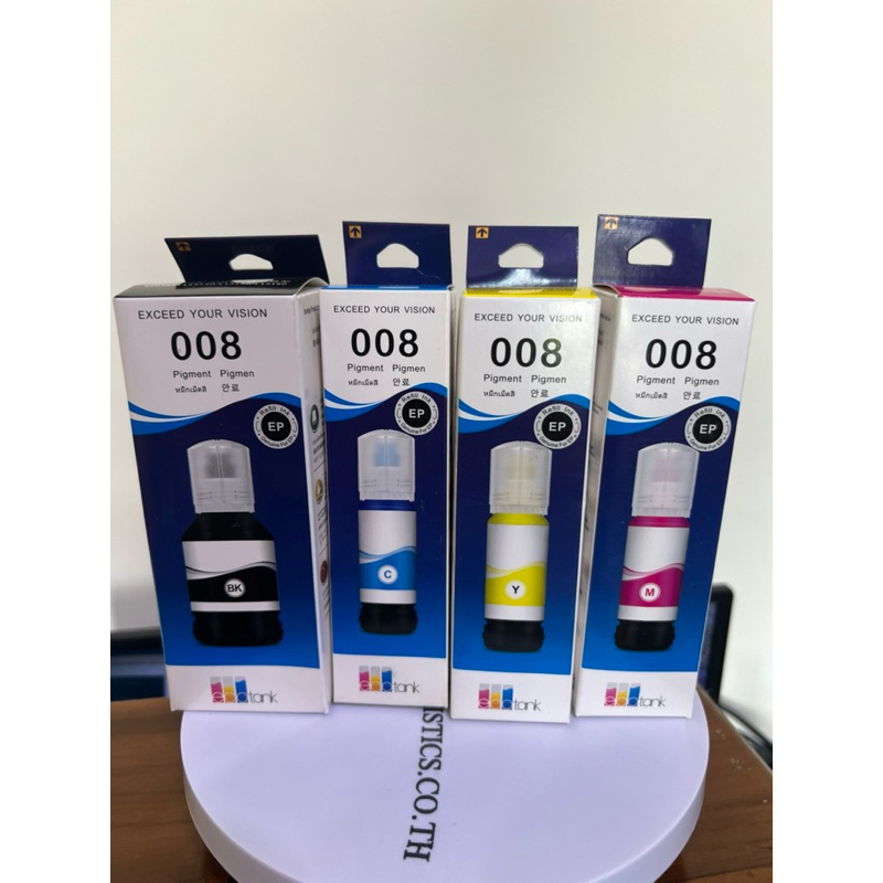 EPSON 008 Pigment ink หมึกกันน้ำทุกสี 008 BK C M Y ใช้งานกับเครื่องรุ่น EPSON(L6560 L6570 L6580 L151