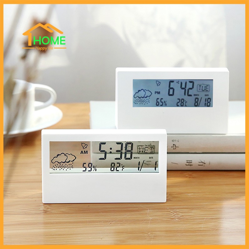 Happylife นาฬิกาปลุก นาฬิกาตั้งโต๊ะ กลางคืนเรืองแสงได้เองดิจิตอล หน้าจอLCD Clock