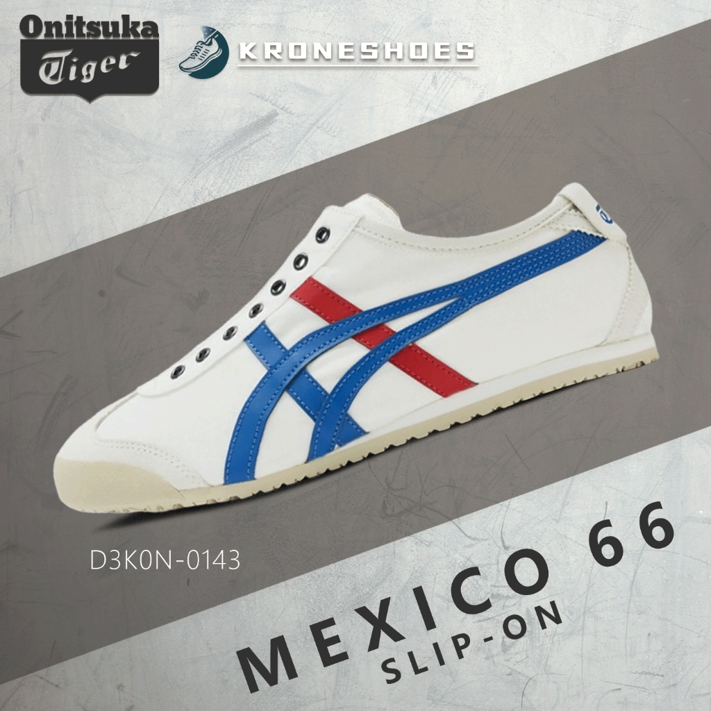 ของแท้ 100% Onitsuka tiger MEXICO 66 Slip-on D3K0N-0143 รองเท้าผ้าใบ ได้ทั้งชายและหญิง ผ้าแคนวาส