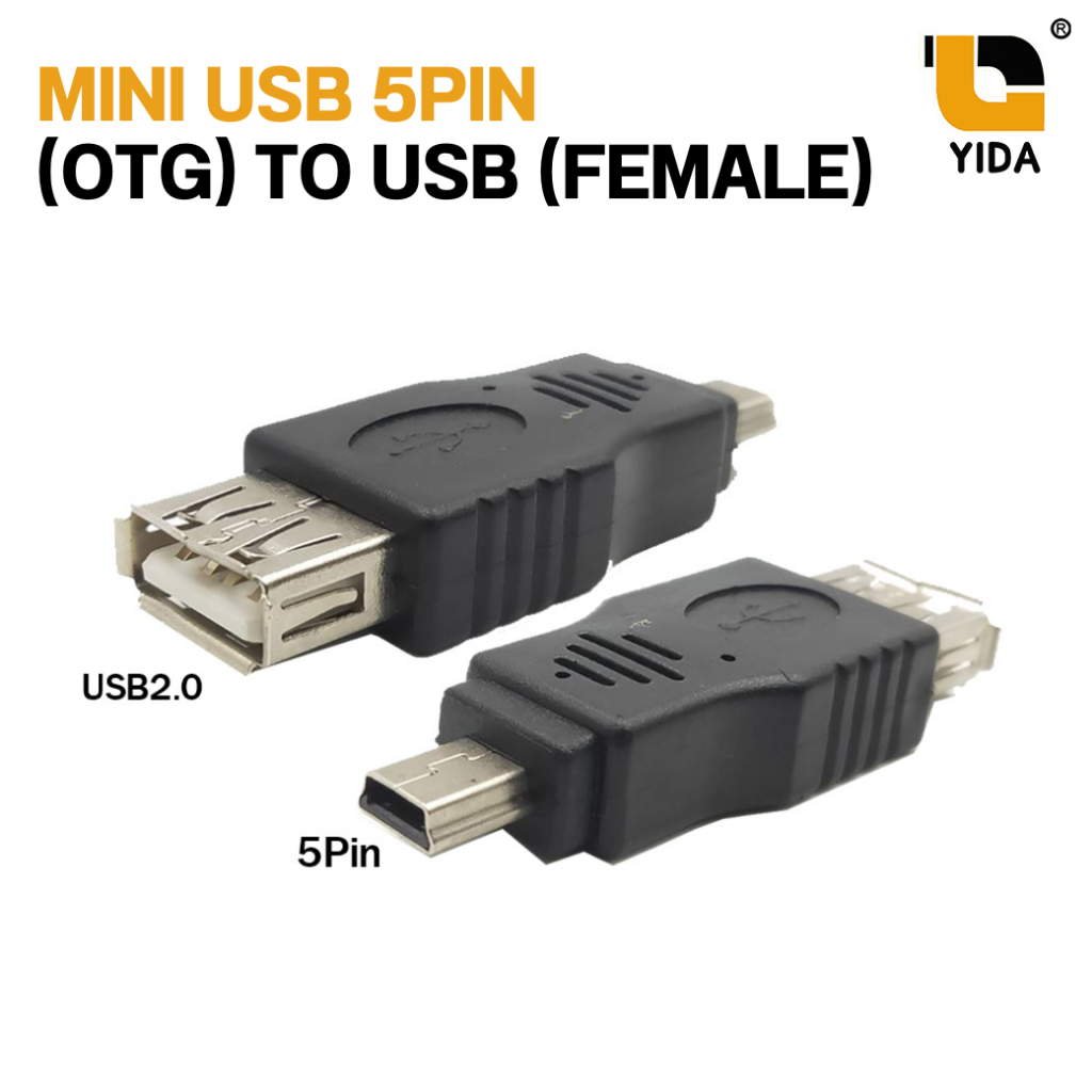 หัวแปลง Mini USB 5Pin(OTG) TO USBถ่ายโอนข้อมูล หรือ ชาร์จ ในรถ หรือคอมฯ คละแบบ
