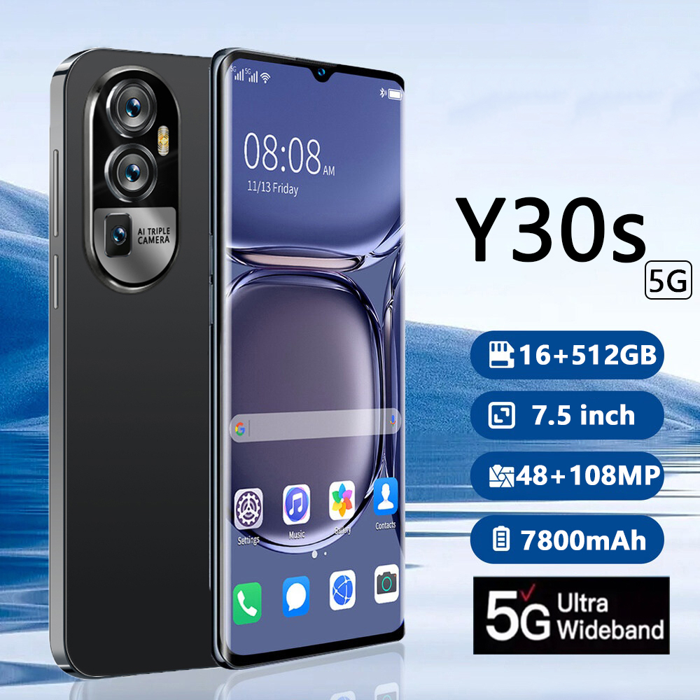 โทรศัพท์ Y30 Ram16G + Rom512G หน้าจอเต็ม 6.7นิ้ว 4G/5G โทรศัพท์มือถือราคาถูก รองรับ 2 ซิมการ์ด