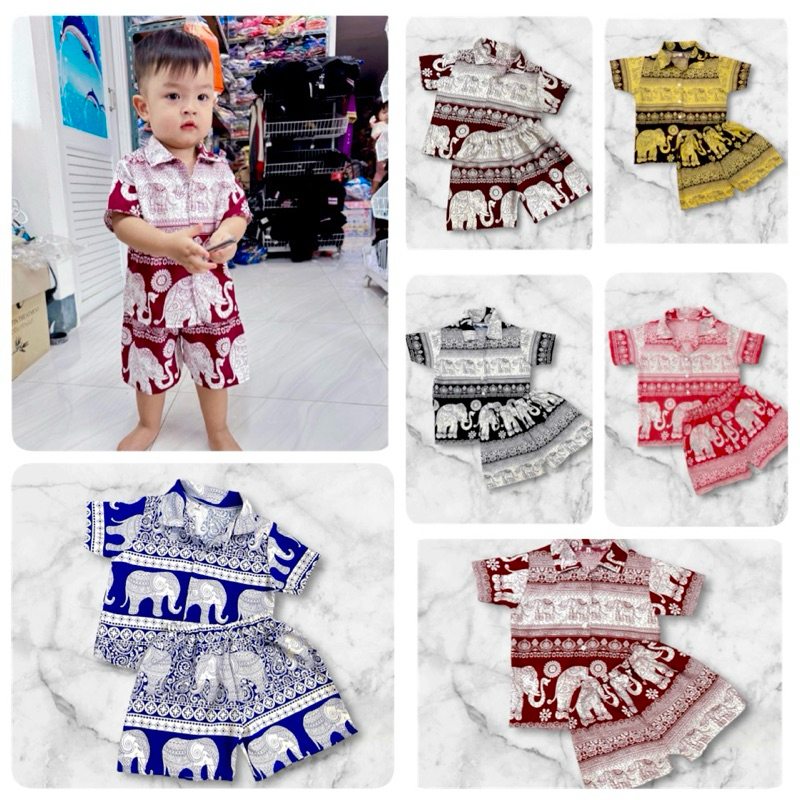 ชุดเซตโปโลช้างเด็กน่ารักมากก เนื้อผ้าเบาใส่สบาย ไม่ระคายเคืองผิวลูกน้อย