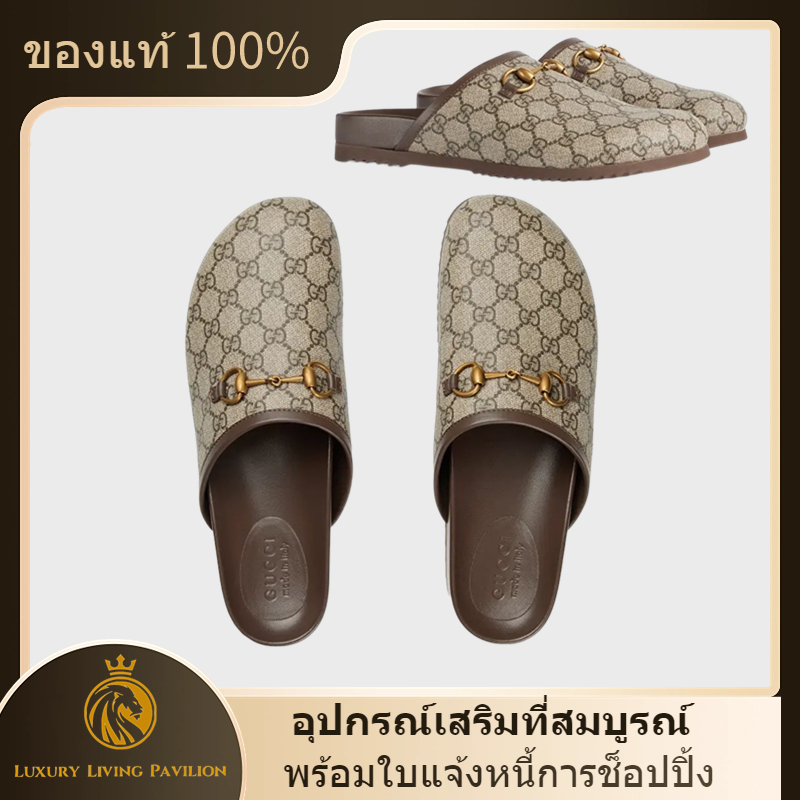 🎁ซื้อในฝรั่งเศส ใหม่ Gucci รองเท้า MEN'S GG HORSEBIT SLIPPER คน shopeeถูกที่สุด💯ถุงของแท้