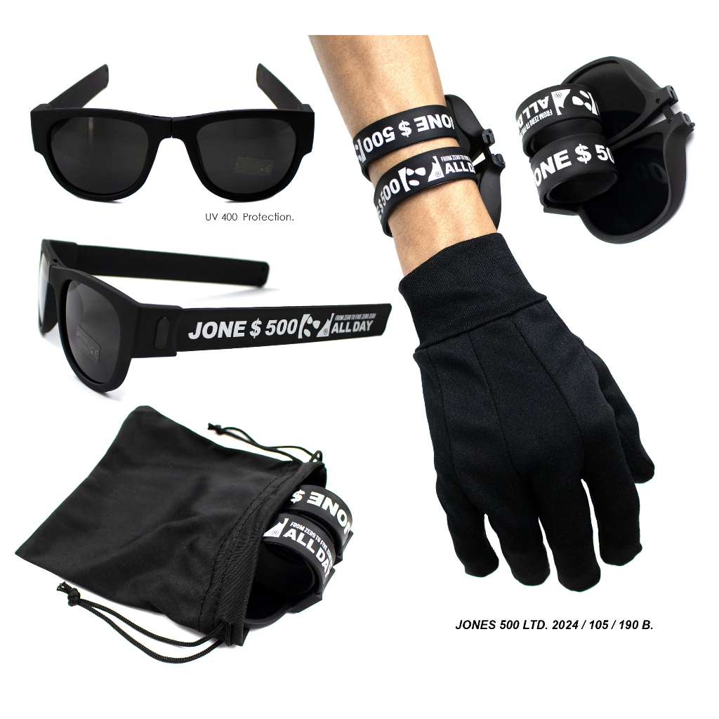 105-2024 : Folding Wrist Sunglasses / Black