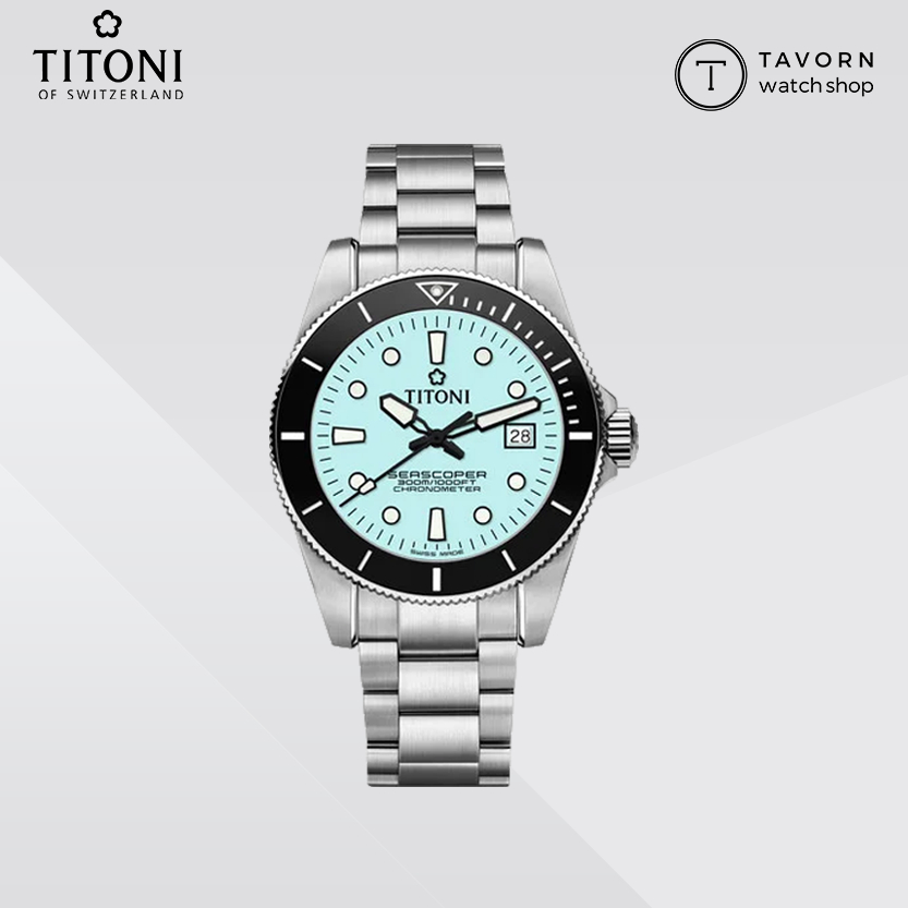 นาฬิกา Titoni Luxury Gents Watch - SEASCOPER 300 " Ice Blue " รุ่น 83300 S-BK-718