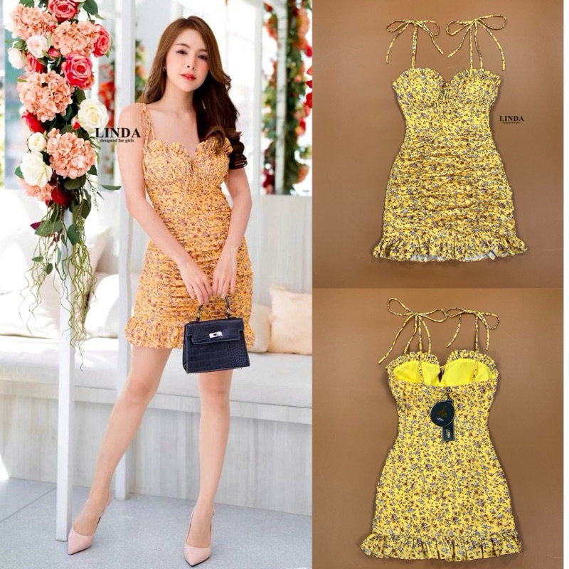 งานป้าย LINDA Brand Floral Dress ผ้าชีฟองเนื้อดีมาก รูปที่ 6