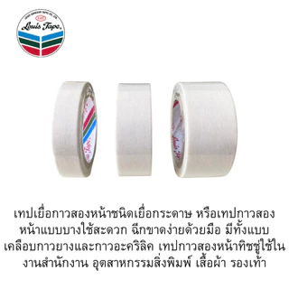 LOUIS TAPE เทปกาวสองหน้า ขนาด 1/2,3/4,1นิ้ว x 5หลา กาวสองหน้า เทปกาว ทิชชู่เทป งานฝีมือ ตกแต่ง เทปเยื่อกาว เทป