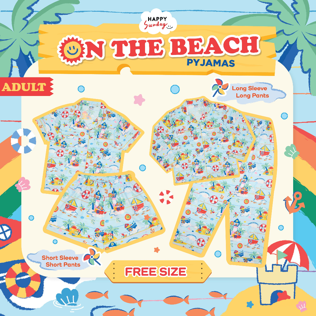 [FREE SIZE] ON THE BEACH PYJAMAS | ชุดนอนลายซัมเมอร์สีฟ้า