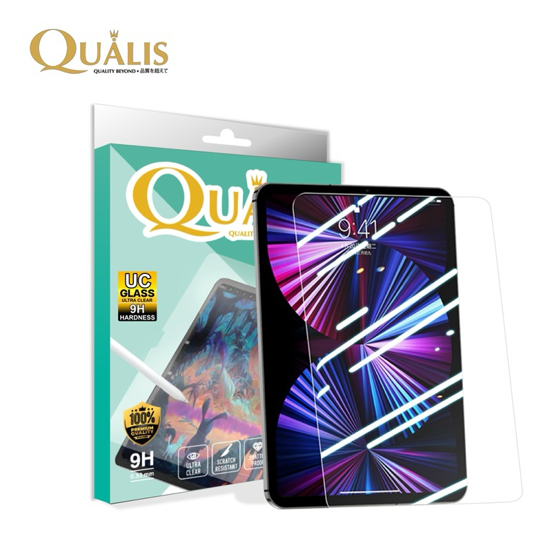 QUALIS ฟิล์มกระจกแบบใส Ultra Clear Glass สำหรับ iPad Gen 10, Air 4/5 , Pro 2018-2022(11”)