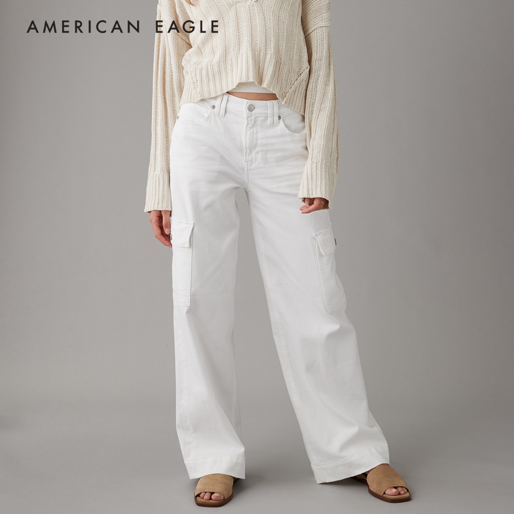 American Eagle Stretch Super High-Waisted Cargo Baggy Wide-Leg Jean กางเกง ยีนส์ ผู้หญิง แบ็กกี้ (WBG WWI 043-5097-134)