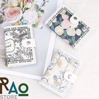 RAO Store พร้อมส่ง กระเป๋าใส่บัตร ลายดอกไม้ ที่เก็บบัตรต่างๆ มี20ซอง ใส่บัตรได้ 40ใบ ขนาดเล็กพกพาสะดวก