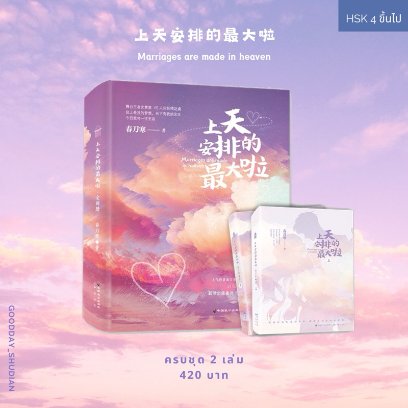 (พรีออเดอร์ 9-15 วัน) [CN] นิยายภาษาจีน 上天安排的最大啦 Marriages are made in heaven ☁️🦋🌈🎤ชุด 2 เล่ม