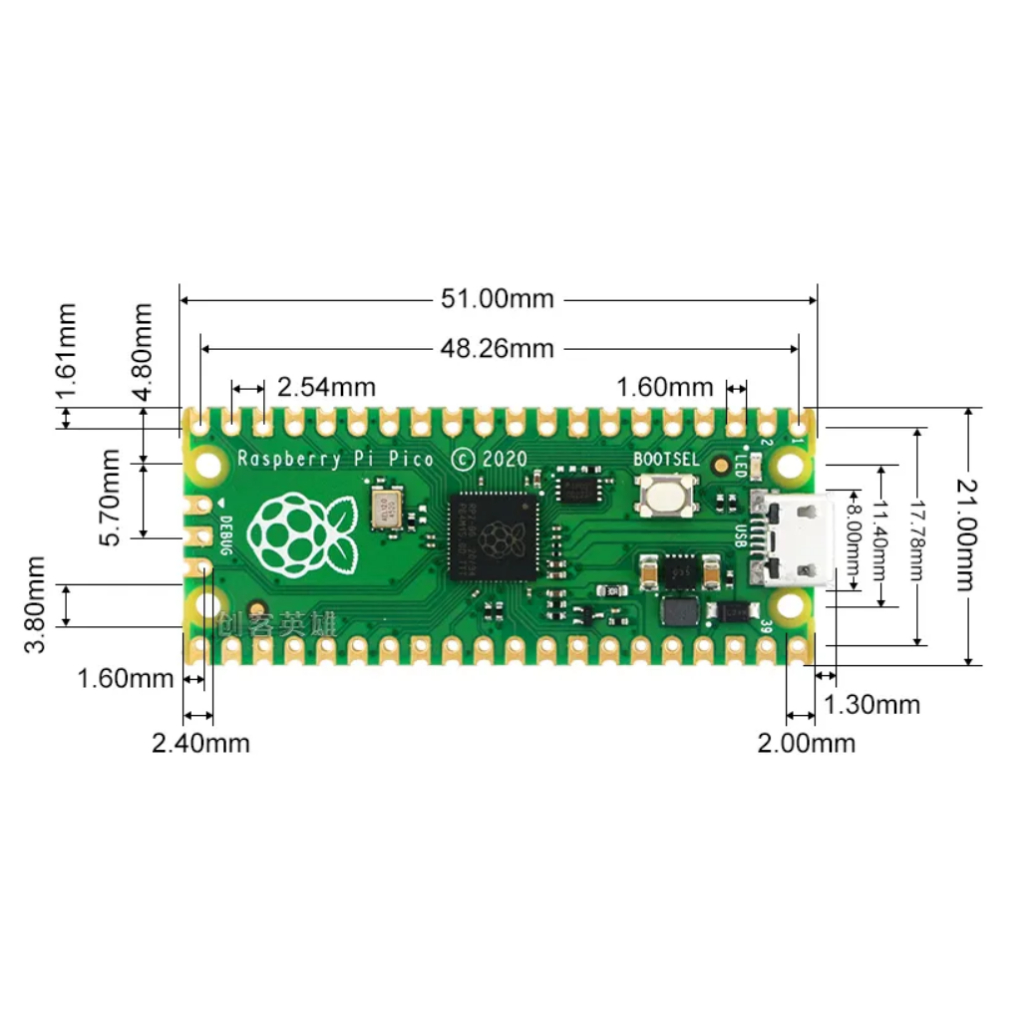 Raspberry Pi Pico บอร์ดพัฒนา Raspberry Pi PICO dual-core RP2040 รองรับ Mciro Python