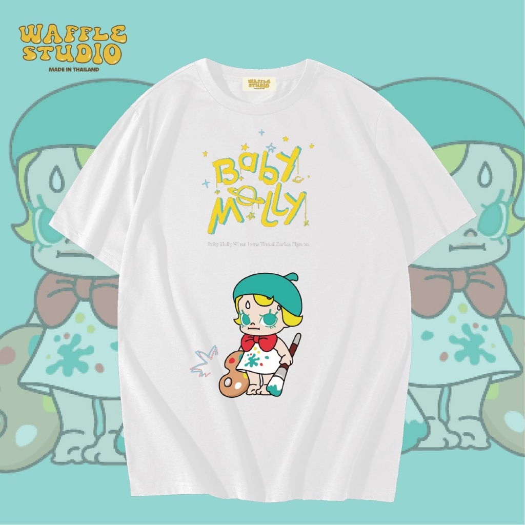 [ ส่งฟรี ] WS0218 เสื้อยืดโอเวอร์ไซส์ เสื้อยืดเกาหลี ผ้าคอตตอน100% เสื้อยืด มอลลี่ Molly Pop Mart WAFFLE STUDIO