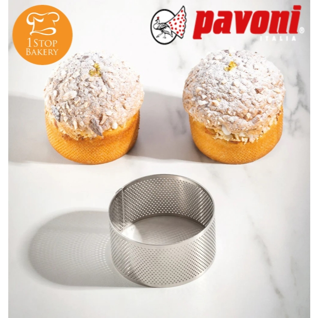 Pavoni XF53F Microperforated S/S bands for Viennoiserie Round Ø90x45 h mm / ริงค์ทาร์ต เค้กมีรู