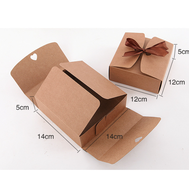 🙏พร้อมส่ง🙏กล่องบรรจุภัณฑ์ กล่องกระดาษคราฟท์ สำหรับใส่ขนม ของขวัญ ผูกโบว์ - รูปที่ 6
