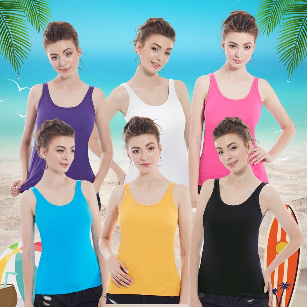 CHERILON เชอรีล่อน เสื้อกล้าม เสื้อแขนกุด ผ้าฝ้าย เกรดดี Cotton 100% ไร้ตะเข็บข้าง เนื้อนุ่ม ไม่ยับง่าย GIB-VCT3
