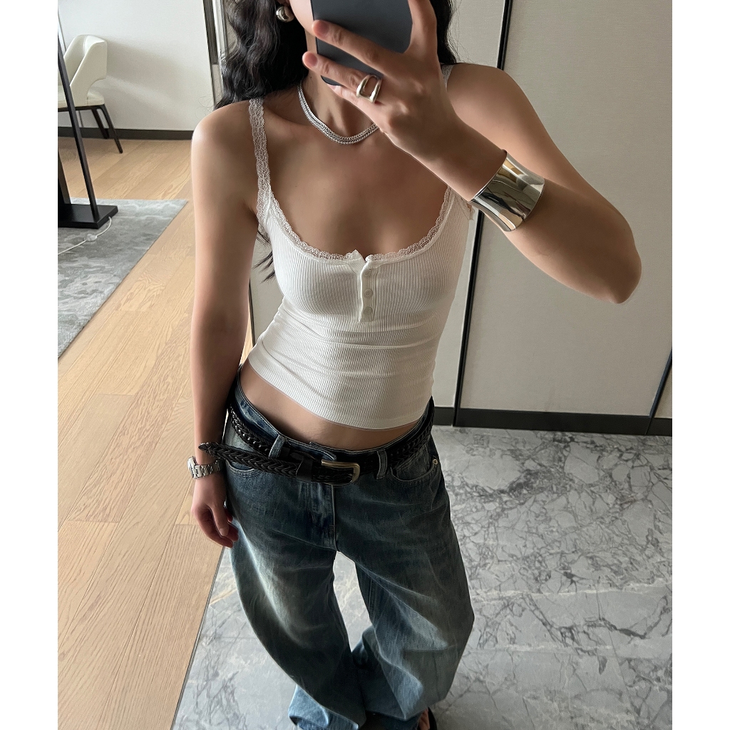 ⚡Elsie Lace tank top⚡ ครอปกล้าม ลูกไม้ สายฝอ_Gioia.991  ( #gii516 )