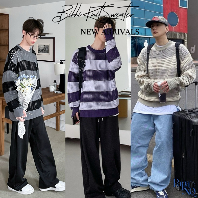 PAPA.XQ BIBBI KNIT SWEATER 🧶 🫶🏻✨(NEW! สเวตเตอร์ลายทาง ผ้าknitทอ สไตล์เกาหลี พร้อมส่ง🔥📦)