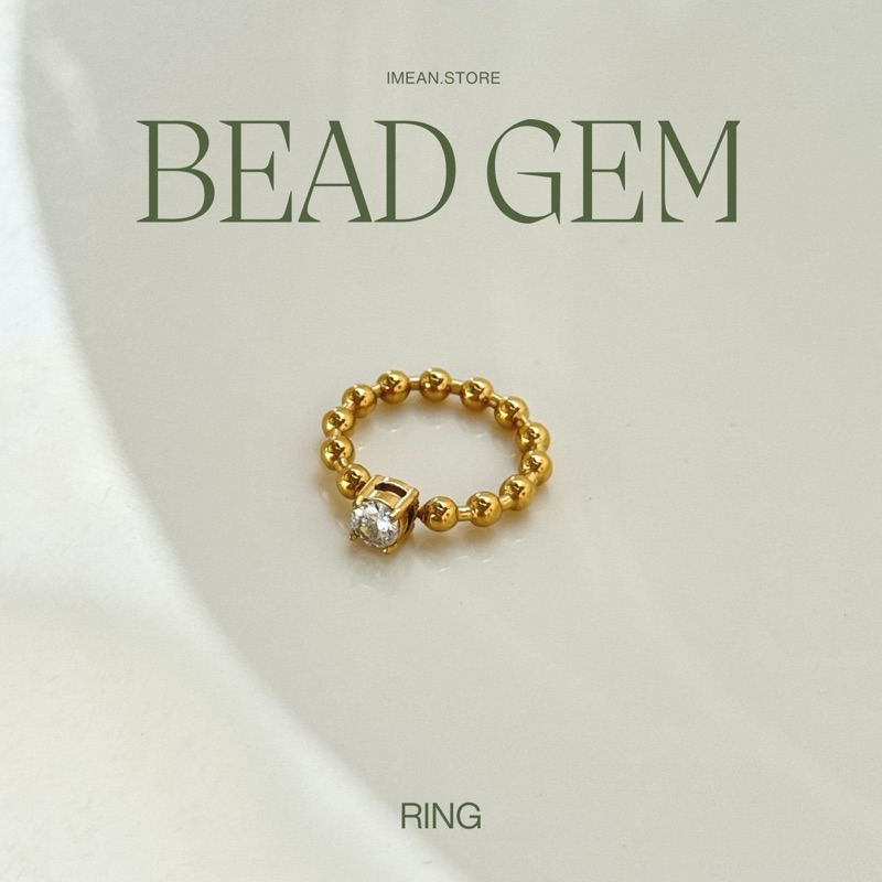 imean.store - Bead gem ring | แหวนประดับ gem ตรงกลาง