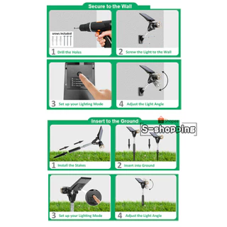 1PCS ไฟเหลือง CPD9LED Solar light Garden 1โหมด ไฟปักสนาม พลังงานแสงอาทิตย์