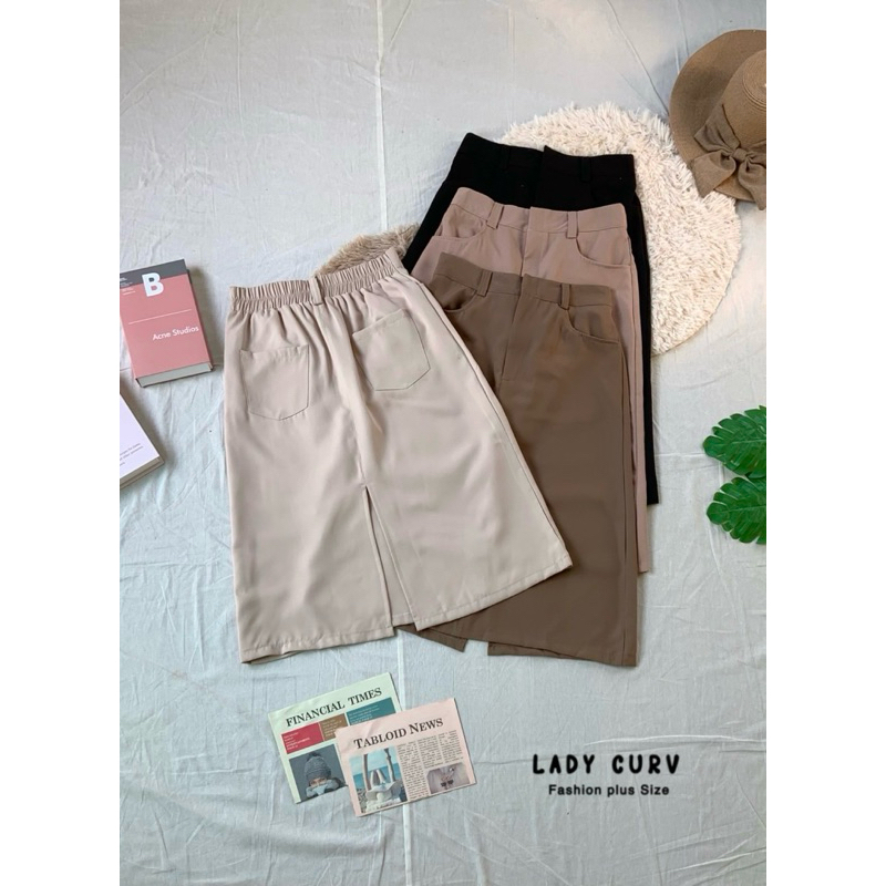 (Lc) กระโปรงยาว เอวสูง ผ่าหลัง ตะขอหน้า ใส่แล้วดูผอมเพรียว ใส่เที่ยว ใส่ทำงาน เสื้อผ้าสาวอวบอ้วน พลัสไซส์ ไซส์ใหญ่ - รูปที่ 6