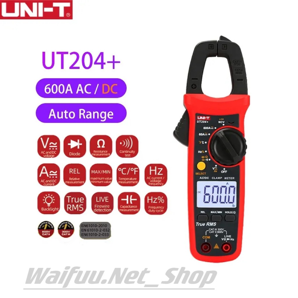 UNI-T UT204+ แท้!!!! คลิปแอมป์ แคมป์มิเตอร์ดิจิตอล AC/DC รุ่น UT204+ Clamp Meter กิ๊ปแอมป์ วัดไฟ ก้า