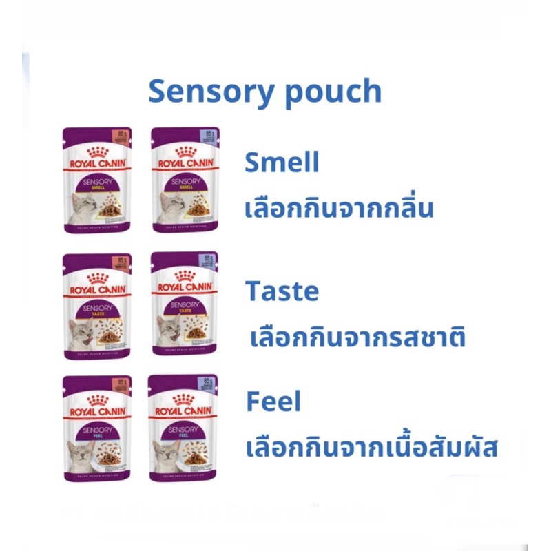 (( ยกกล่อง 12 ซอง)) Royal Canin SENSORY Pouch อาหารแมวเปียก ซองละ 85 กรัม