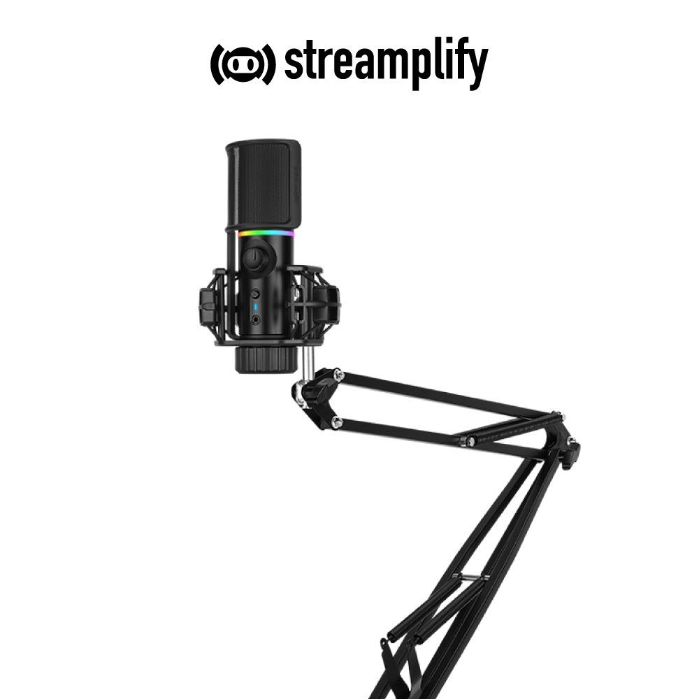 STREAMPLIFY MIC WITH MOUNTING ARM สตรีมมิ่ง MICSTREAMING ไมค์ไลฟ์ ไมค์ตั้งโต๊ะ ไมค์ ไมค์หนีบโต๊ะ MICARM RGB MICRGB