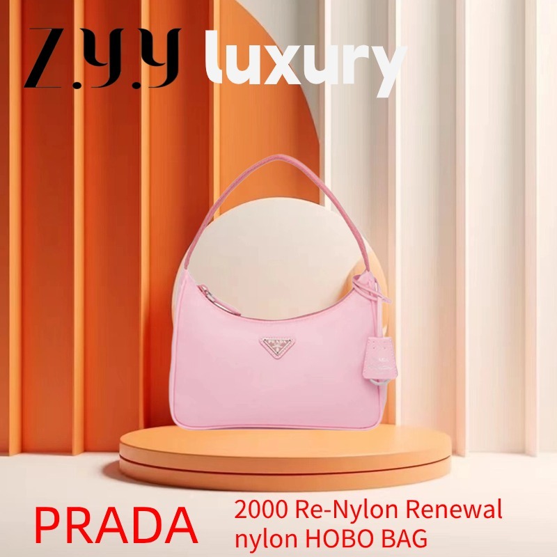 New Hot 👜ซื้อในฝรั่งเศส PRADA Prada Re-Edition 2000 Re-Nylon Renewal nylon HOBO underarms bag กระเป๋าแฟชั่น ของแท้ 100%