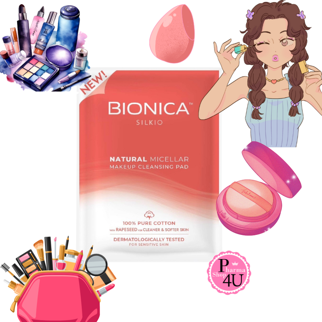Bionica cleansing pad from natural micellar 1 แผ่น ไบโอนิกา แผ่นสำลีสำหรับเช็ดทำความสะอาดเครื่องสำอาง