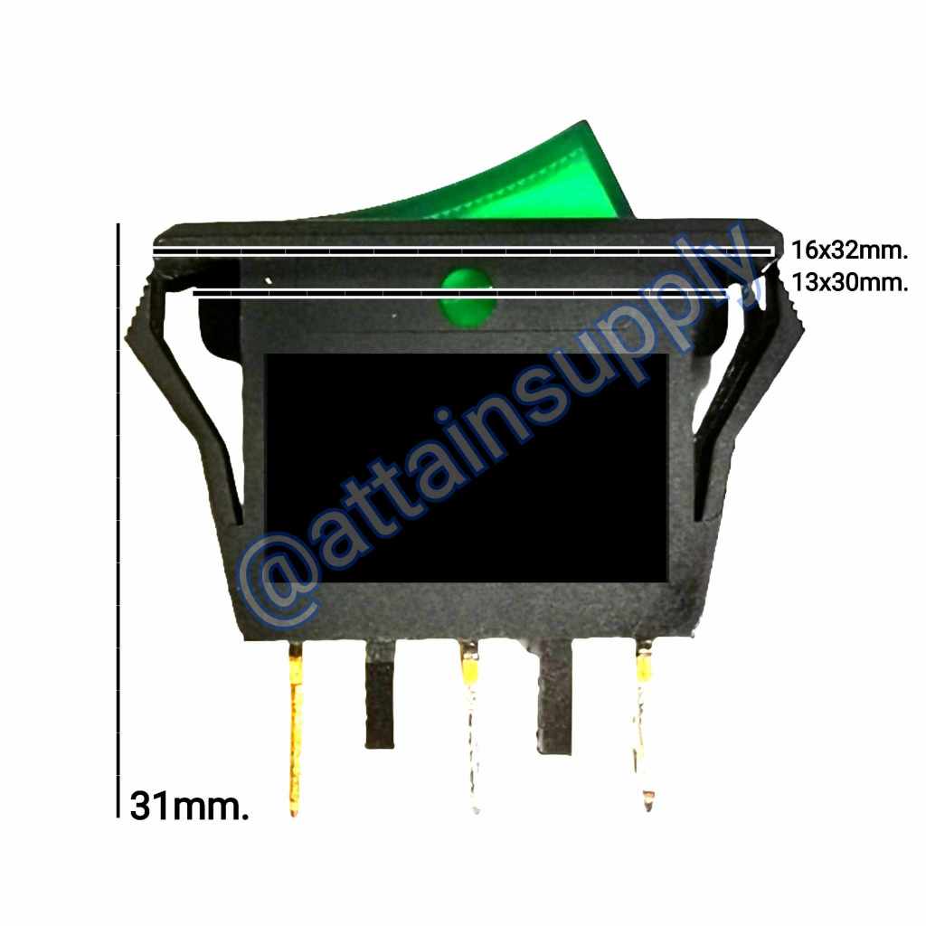 🔥แพ็ค2ชิ้น🔥สวิทช์กระดก IO เหลี่ยมบาง 220V./3ขา แบบมีไฟ-สีเขียว/สวิทช์กระดกKCD3 🚀จัดส่งเร็ว🚀มีสินค้าพร้อมส่งนะคะ - รูปที่ 2