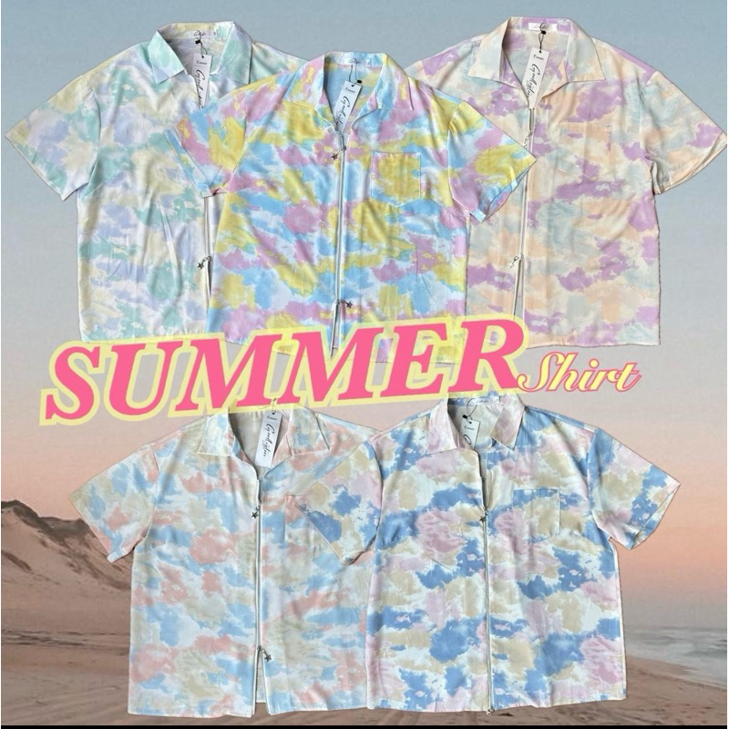 Summer shirt เสื้อเชิ้ต ซิปหัวใจ ไซส์ใหญ่ อก54“/60”