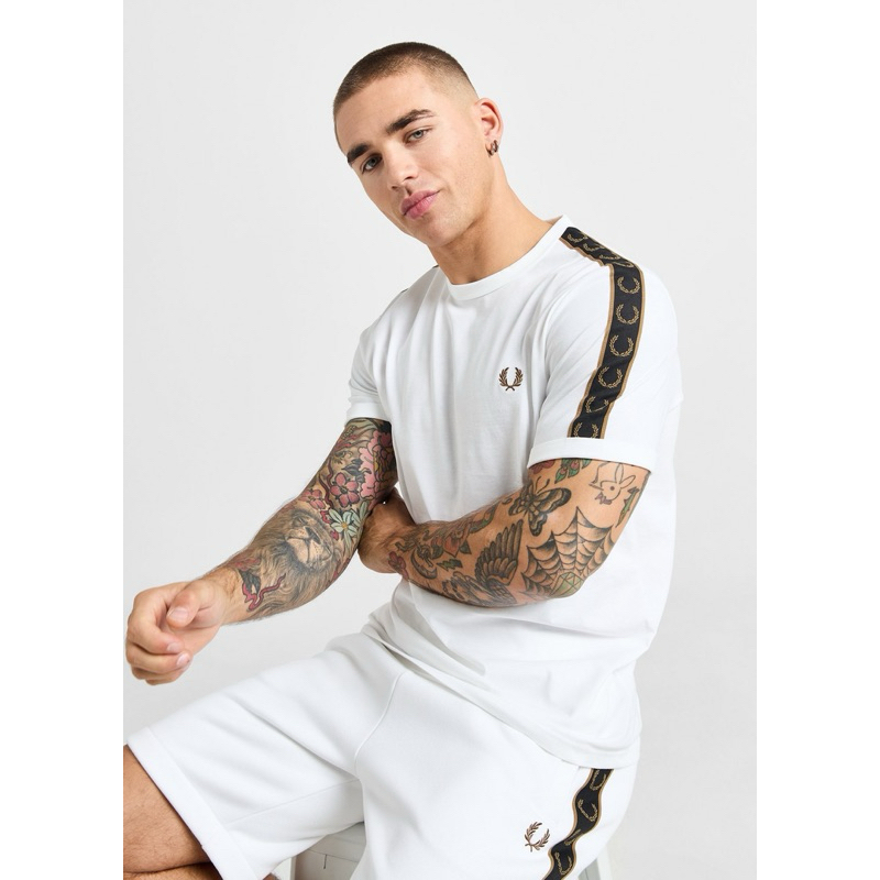 Fred Perry Contrast Taped Ringer T-Shirt in White [Exclusive Edition only in UK]