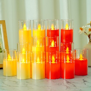 DT94-30 เทียนไฟ LED เปลวหมุนได้ แก้วใส N10-2