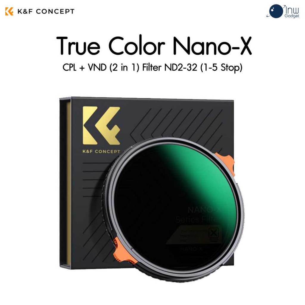 K&F 49-82mm True Color Nano-X  CPL + VND 2 in 1 Filter (ND2 - ND32)