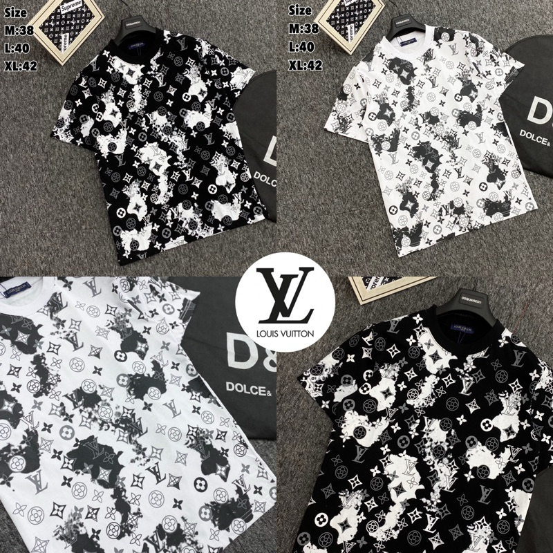 𝙽𝚎𝚠 𝙰𝚛𝚛𝚒𝚟𝚊𝚕𝚜 ‼️Louis Vuitton T-Shirt Unisex 🖤🤍hiend 1:1 cotton 💯เสื้อยืดแขนสั้นคอกลม LV ส่งไวจากไทย