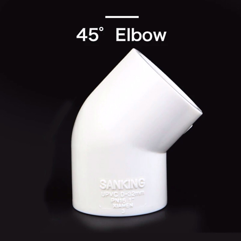 ข้องอท่อน้ำ Sanking 45 Degree Elbow U PVC สีขาว