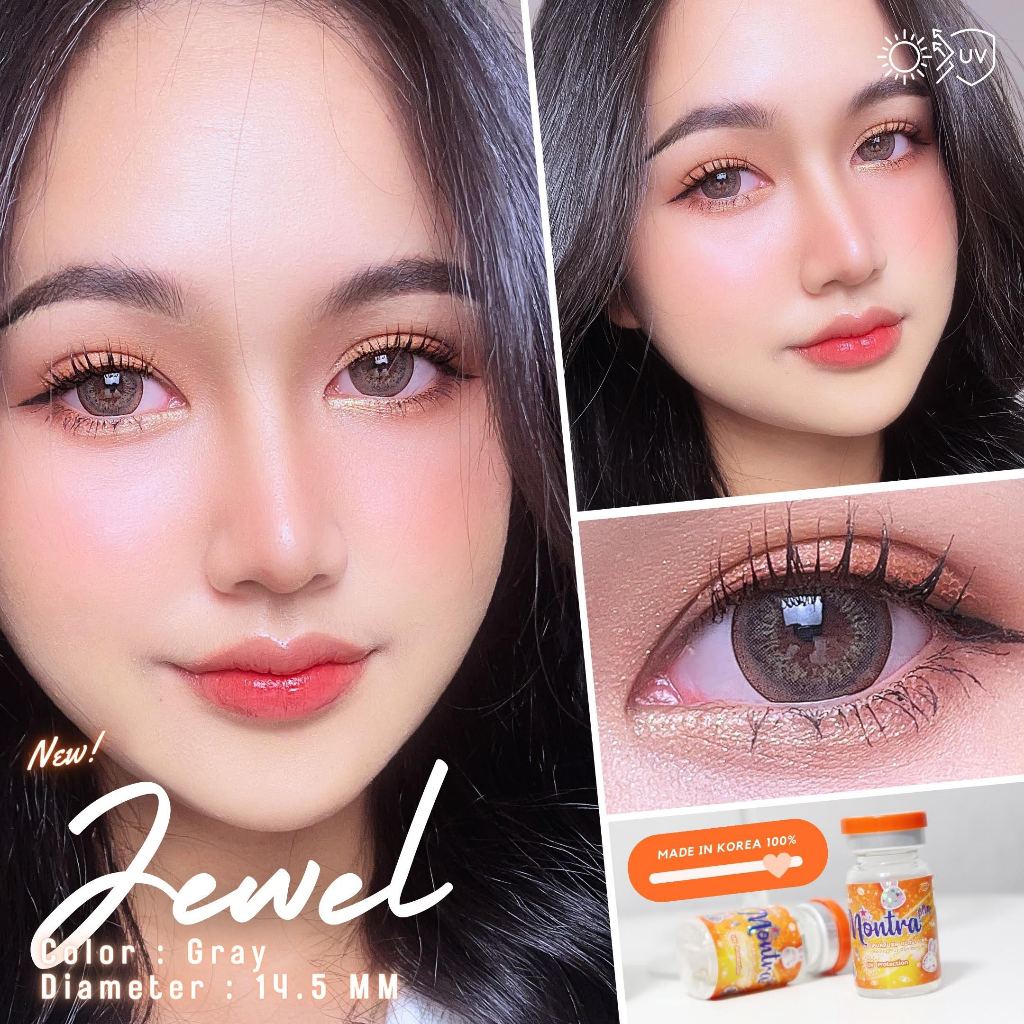 🔥คอนแทคเลนส์💗ขนาดบิ๊กอาย💗 Jewel (Montra) สี : Brown / Gray
